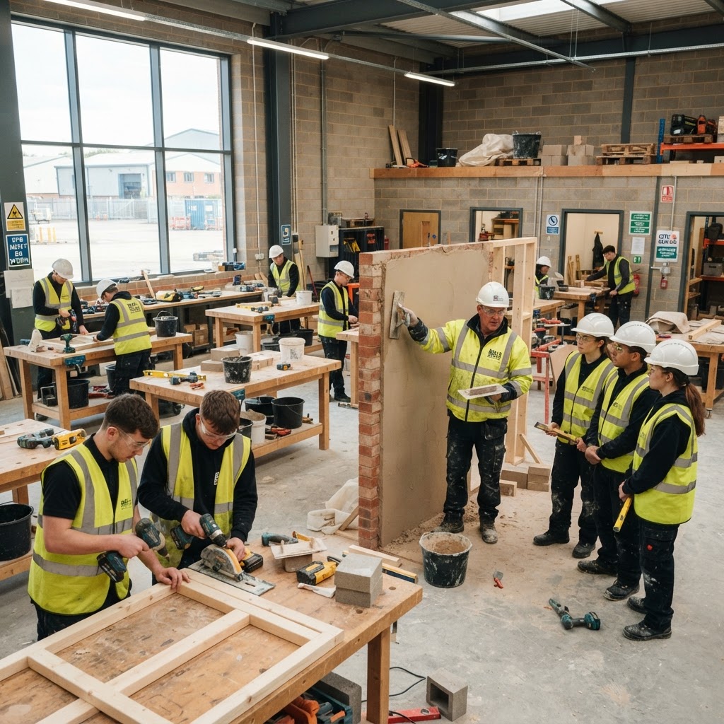 Apprentices learning at a construction training centre